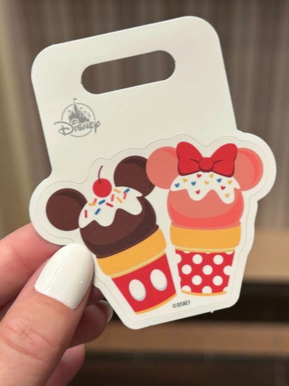 Disney Pink Red Yellow Minnie & Mickey Ice Cream Sticker